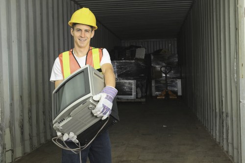 Professional team conducting garage clearance